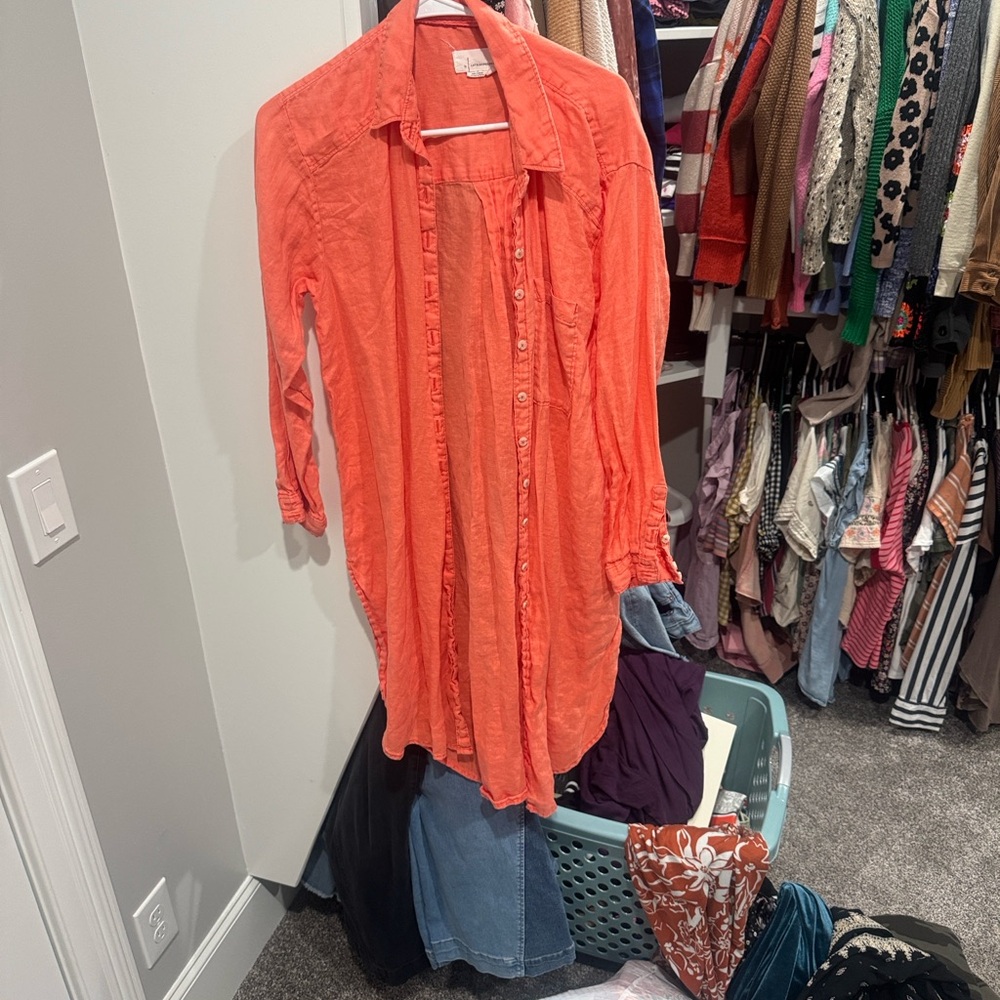 Anthropologie Coral Button-Up Shirt